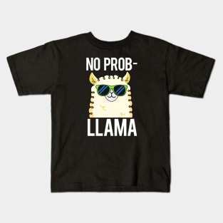 No Probllama Cute Cool Llama Pun Kids T-Shirt